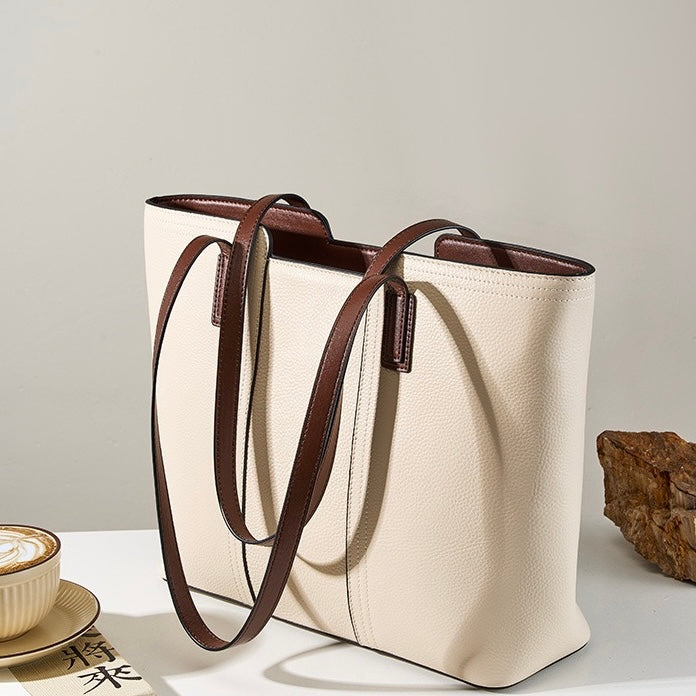 Women’s Genuine Leather Large Capacity Tote Shoulder Bag – Commuter Everyday Purse