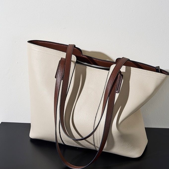Women’s Genuine Leather Large Capacity Tote Shoulder Bag – Commuter Everyday Purse