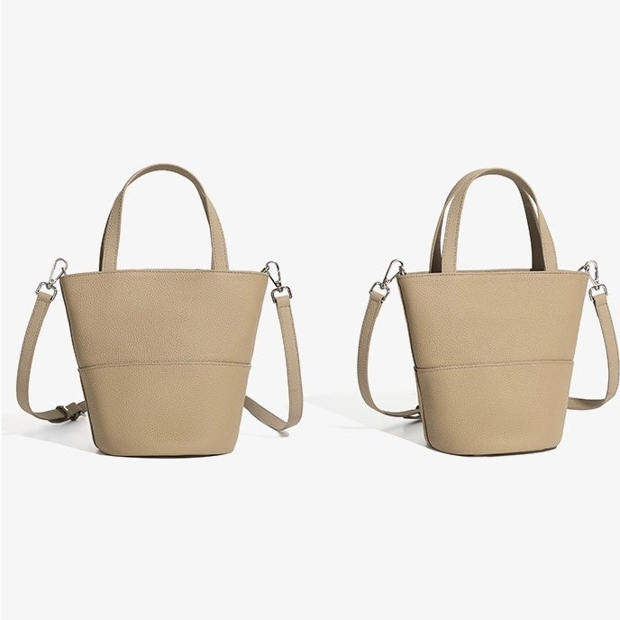 Women's Genuine Leather Minimalist Crossbody Bucket Bag