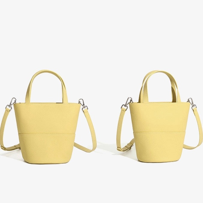 Women's Genuine Leather Minimalist Crossbody Bucket Bag