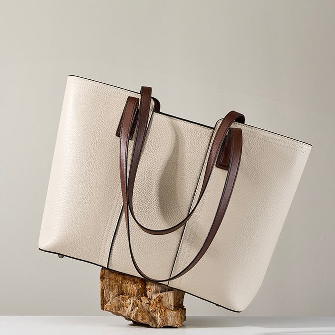 Women’s Genuine Leather Large Capacity Tote Shoulder Bag – Commuter Everyday Purse