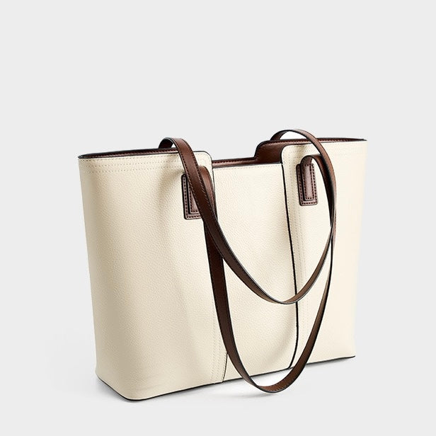 Women’s Genuine Leather Large Capacity Tote Shoulder Bag – Commuter Everyday Purse