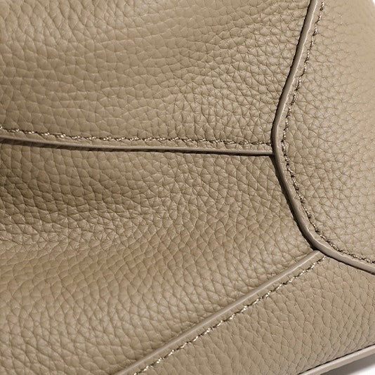 Women's Geometric Genuine Leather Pillow Crossbody Handheld Bag