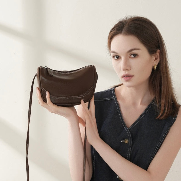 Women’s Genuine Leather Mini Crossbody Shoulder Bag – Elegant Top Grain Everyday Purse