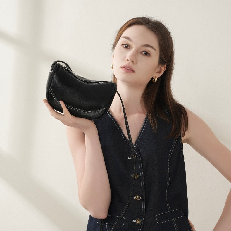 Women’s Genuine Leather Mini Crossbody Shoulder Bag – Elegant Top Grain Everyday Purse