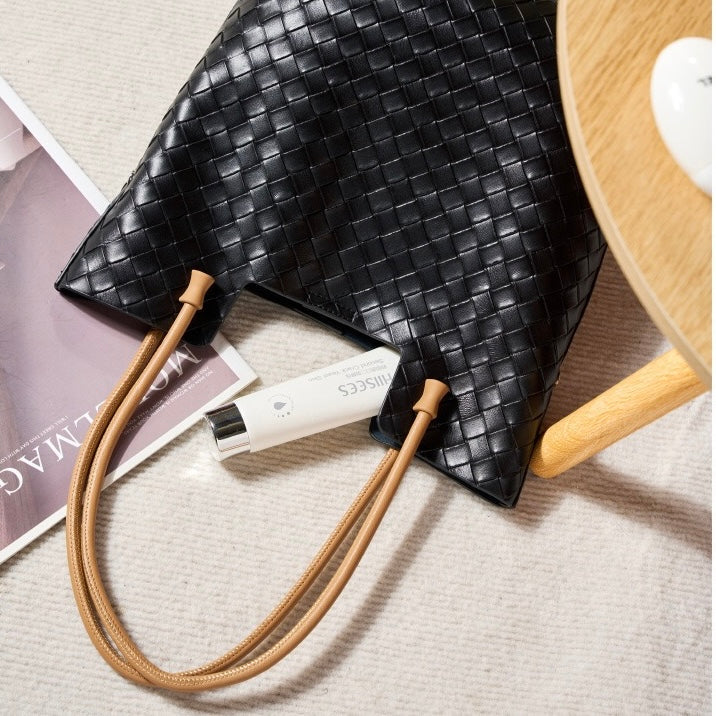Women's Genuine Weaving Leather Minimalist Shoulder Tote Bag