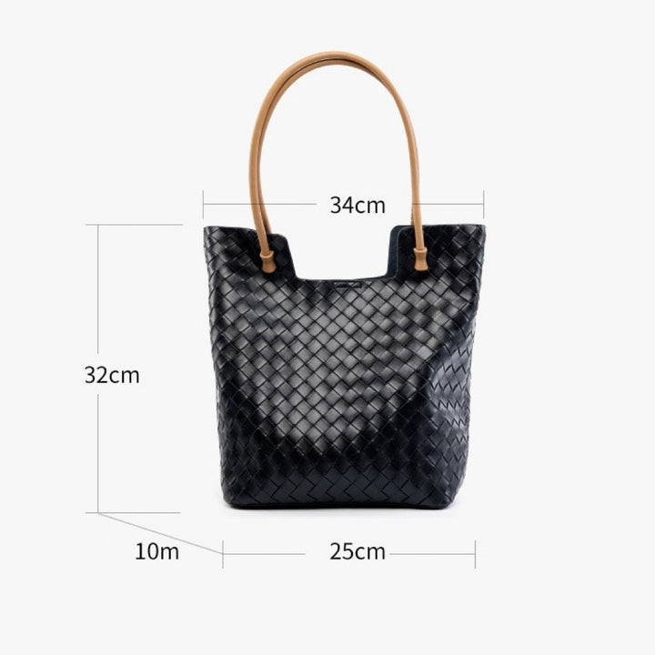 Women's Genuine Weaving Leather Minimalist Shoulder Tote Bag