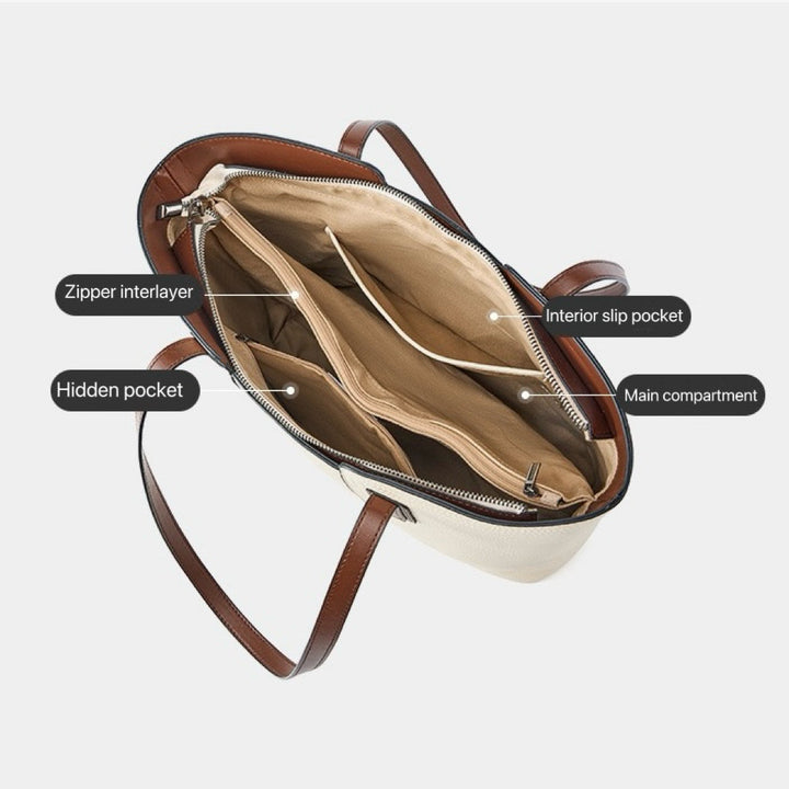 Women’s Genuine Leather Large Capacity Tote Shoulder Bag – Commuter Everyday Purse