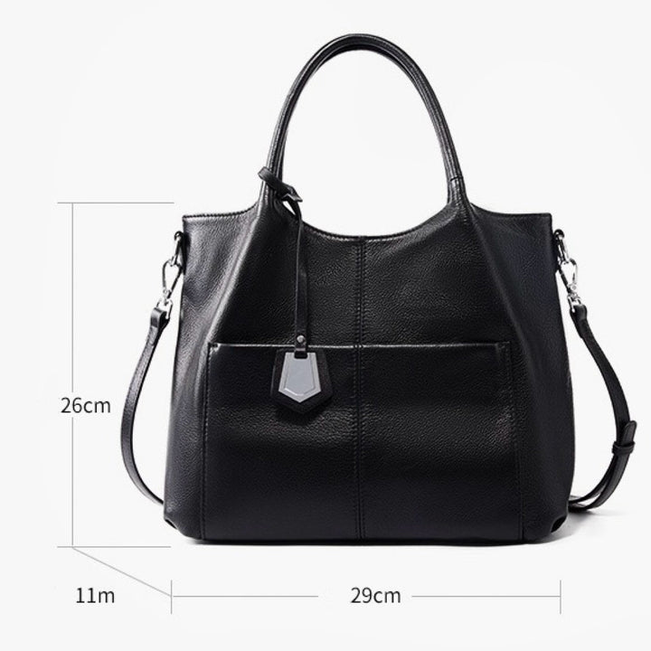 Women’s Genuine Leather Large Capacity Tote Shoulder Bag – Elegant Commuter Style