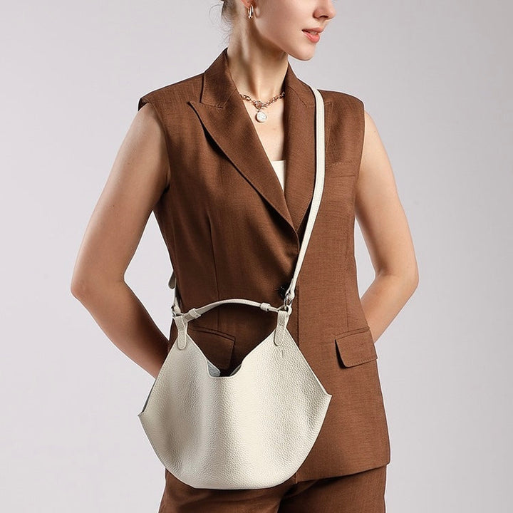 Women's Genuine Leather Large Capacity Basket Tote Bag