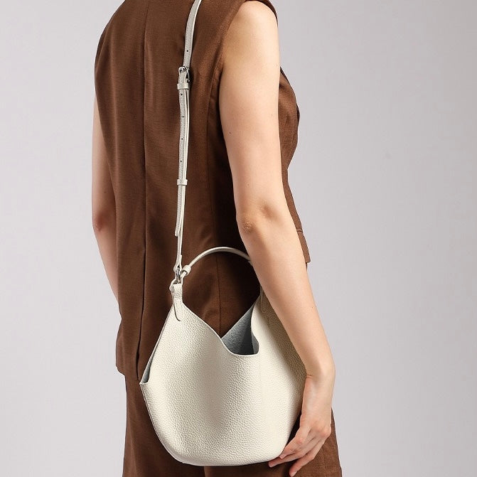 Women's Genuine Leather Large Capacity Basket Tote Bag