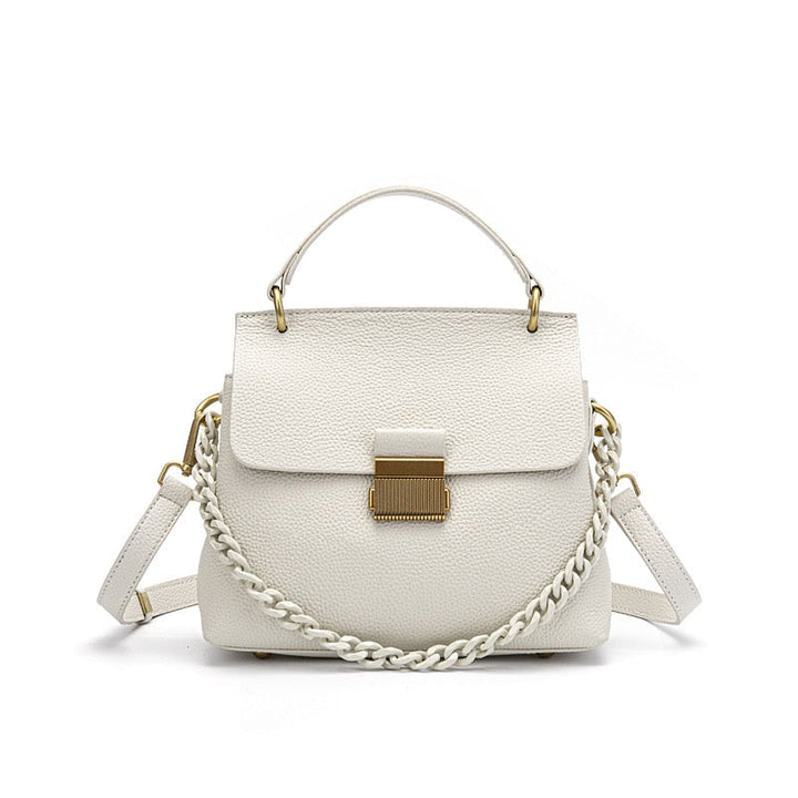 Women's Genuine Leather Shell Chain Crossbody Bag