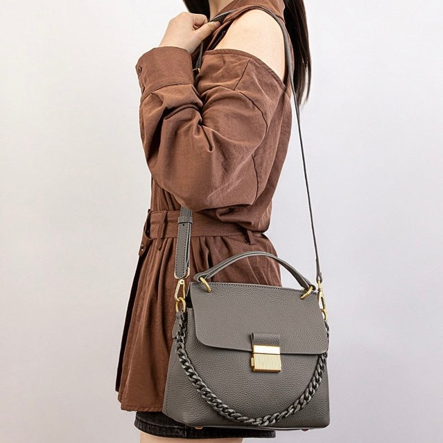 Women's Genuine Leather Shell Chain Crossbody Bag
