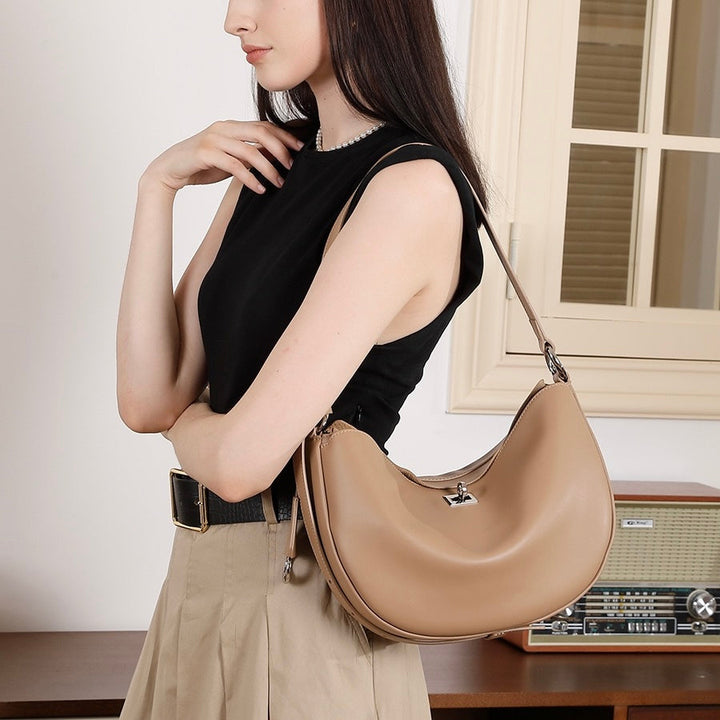 Women's Genuine Leather Designer Casual Crescent Bag
