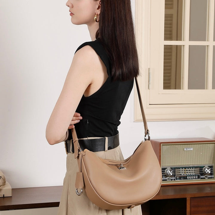 Women's Genuine Leather Designer Casual Crescent Bag