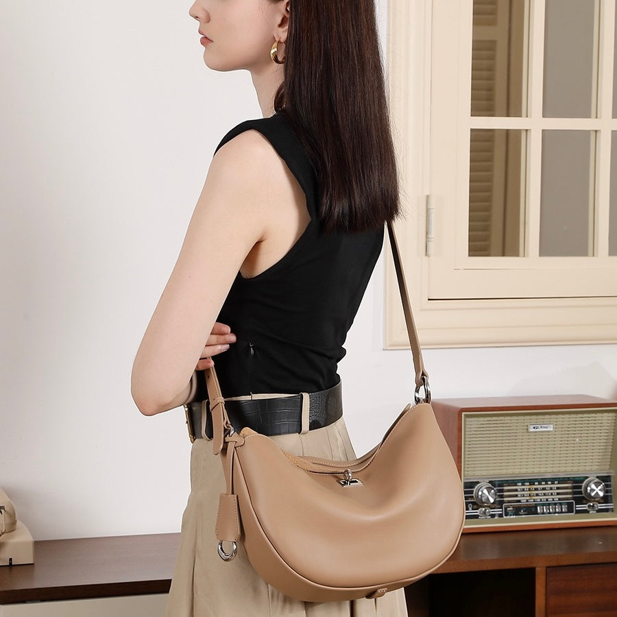 Women's Genuine Leather Designer Casual Crescent Bag