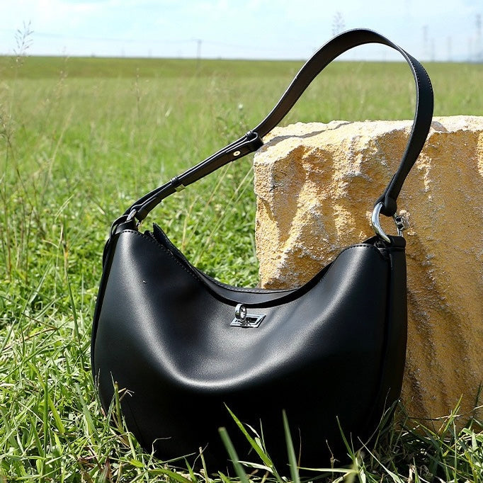 Women's Genuine Leather Designer Casual Crescent Bag