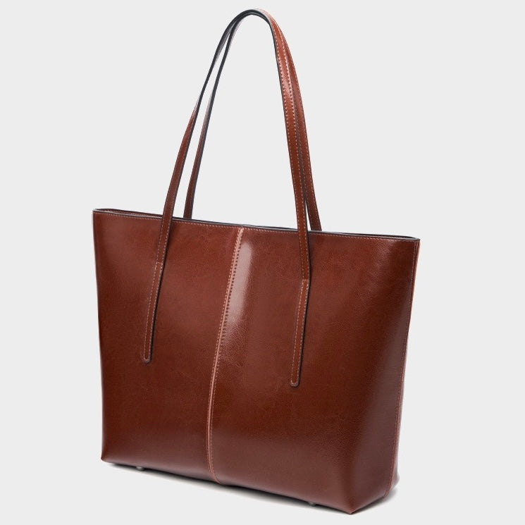 Women’s Genuine Leather Large Tote Shoulder Bag – Daily Commuter Essential