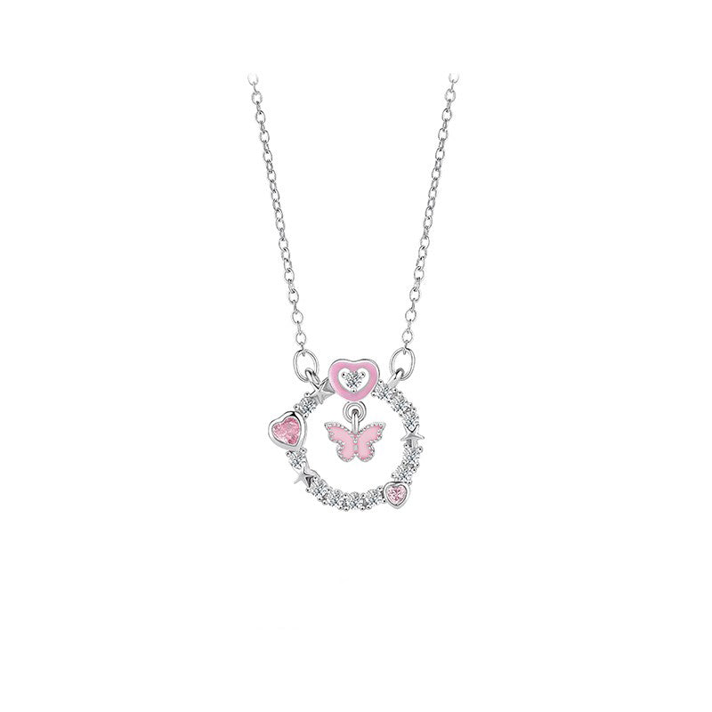 Pink Butterfly Garden Necklace