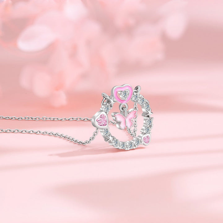 Pink Butterfly Garden Necklace