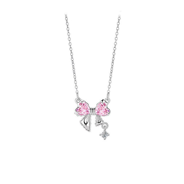 Pink Ribbon Bow Necklace