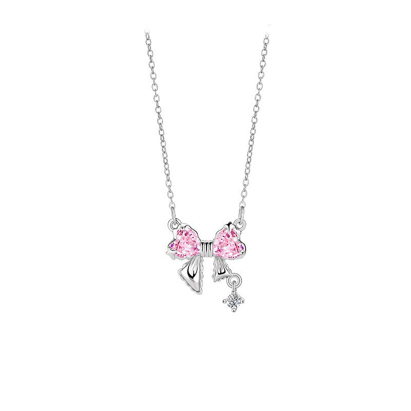 Pink Ribbon Bow Necklace