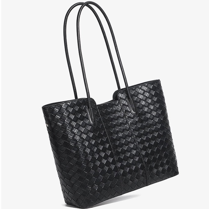 Women's Genuine Leather Large Capacity Woven Tote Bag