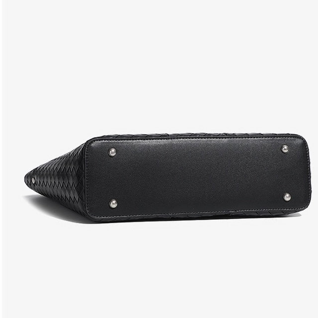 Women's Genuine Leather Large Capacity Woven Tote Bag