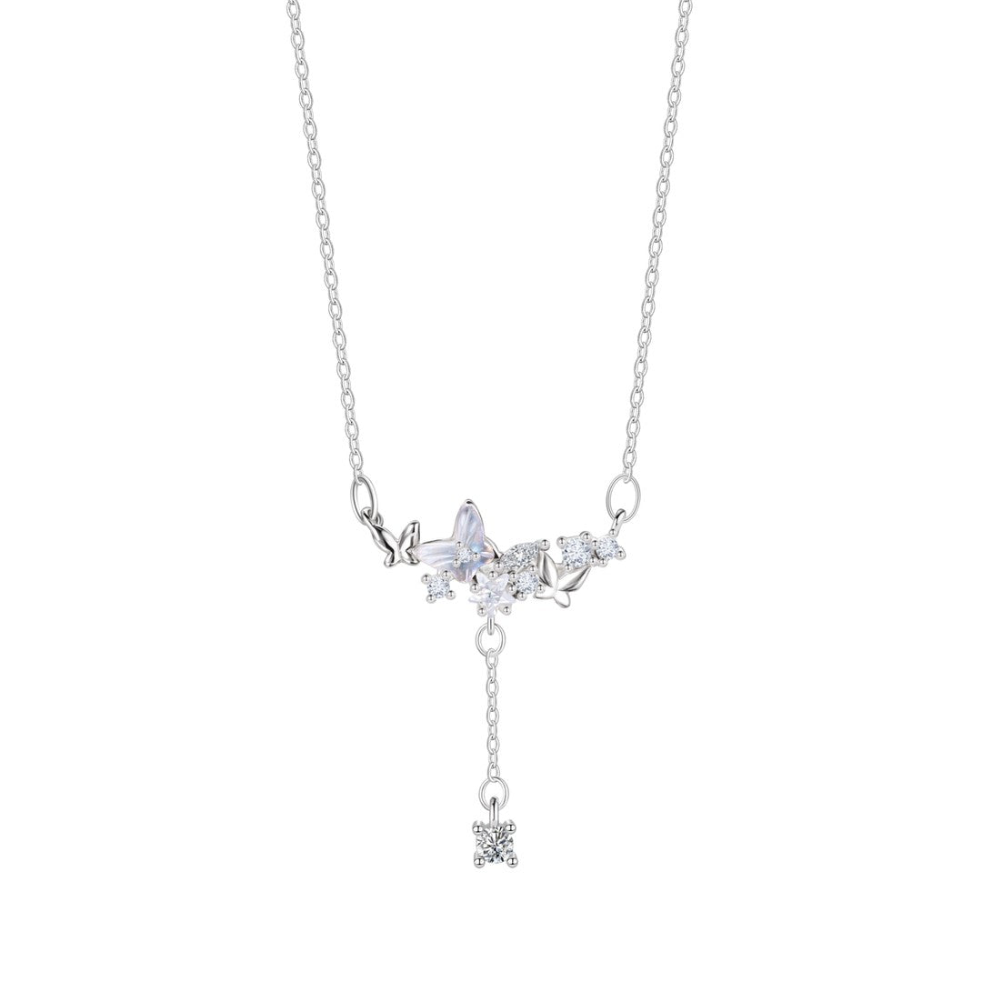 Butterfly Hanging on Stars Necklace