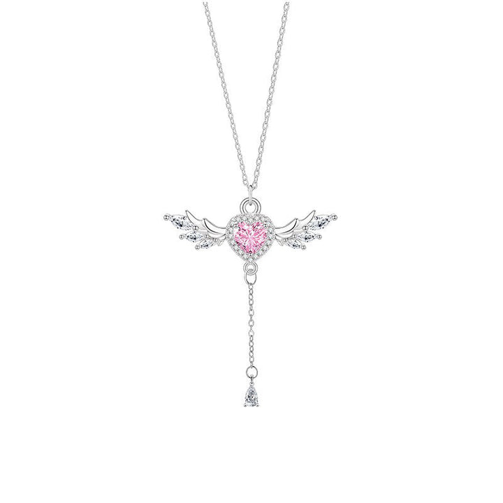 Pink Diamond Angel Heart Necklace