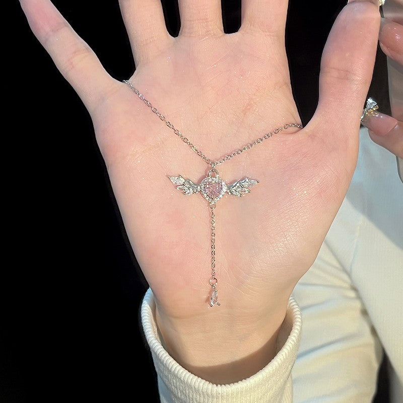 Pink Diamond Angel Heart Necklace