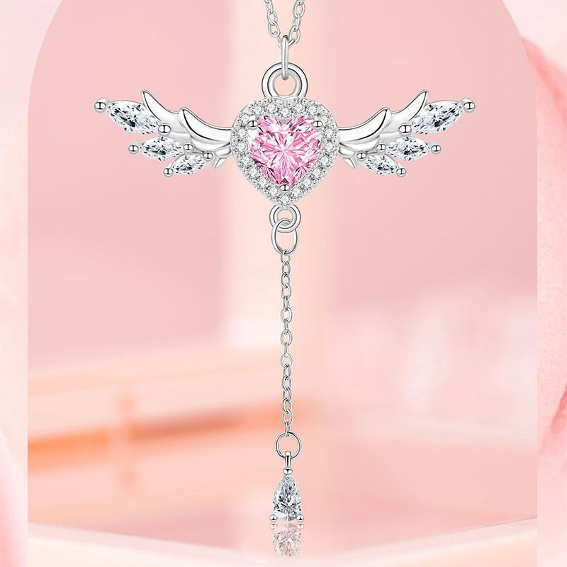Pink Diamond Angel Heart Necklace