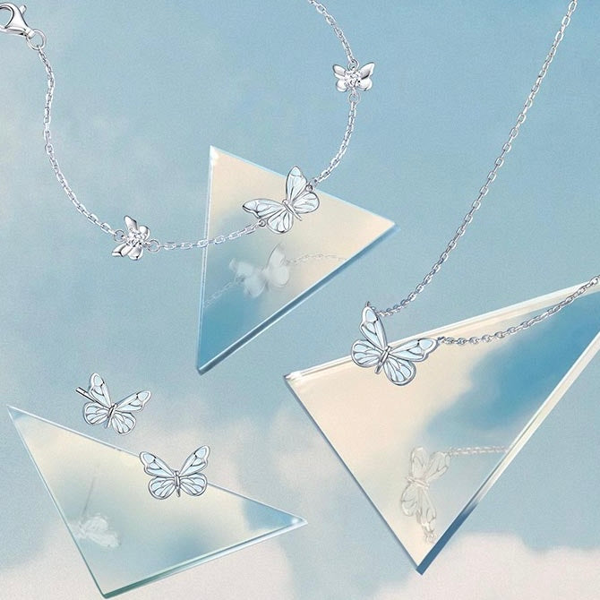 Luminous Dream Blue Butterfly Necklace