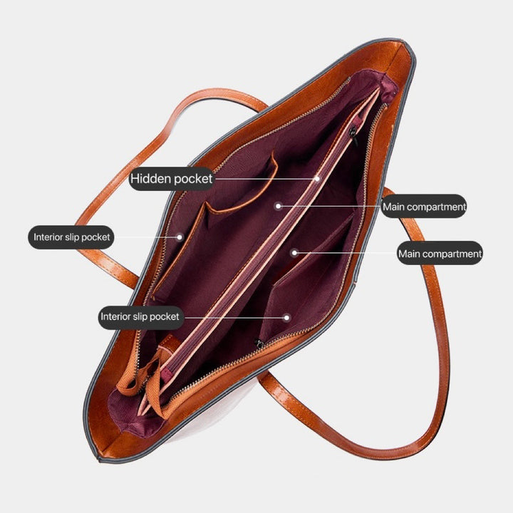Women’s Genuine Leather Large Tote Shoulder Bag – Daily Commuter Essential