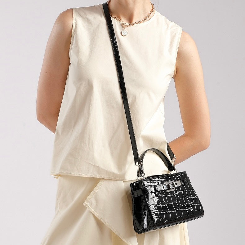 Women's Genuine Leather Crocodile Pattern Luxury Niche Handbag
