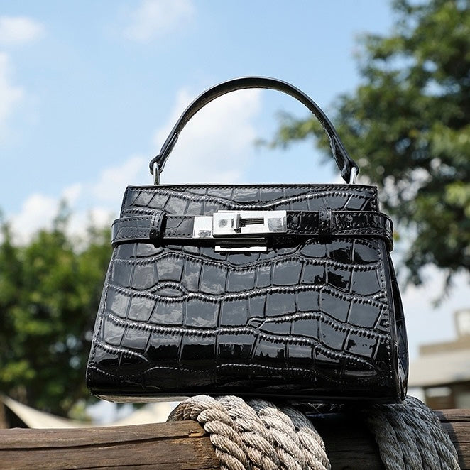 Women's Genuine Leather Crocodile Pattern Luxury Niche Handbag