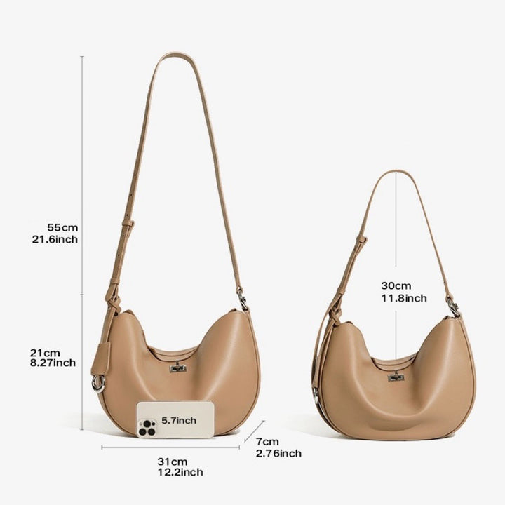 Women's Genuine Leather Designer Casual Crescent Bag