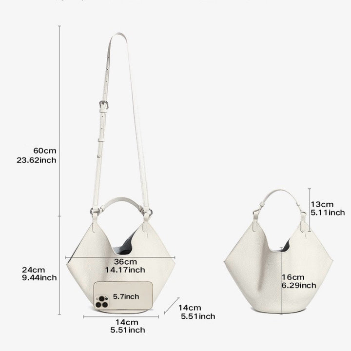 Women's Genuine Leather Large Capacity Basket Tote Bag