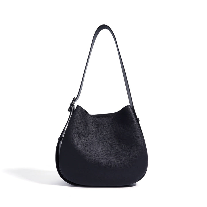 Women’s Genuine Leather Wide Strap Commuter Bucket Shoulder Bag