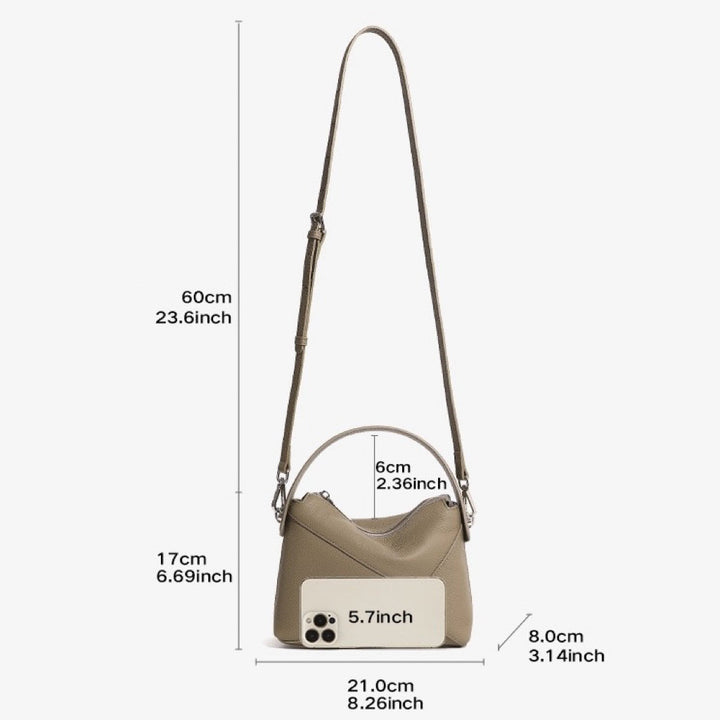 Women's Geometric Genuine Leather Pillow Crossbody Handheld Bag