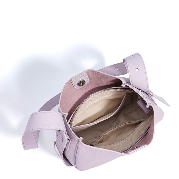 Women’s Genuine Leather Wide Strap Commuter Bucket Shoulder Bag