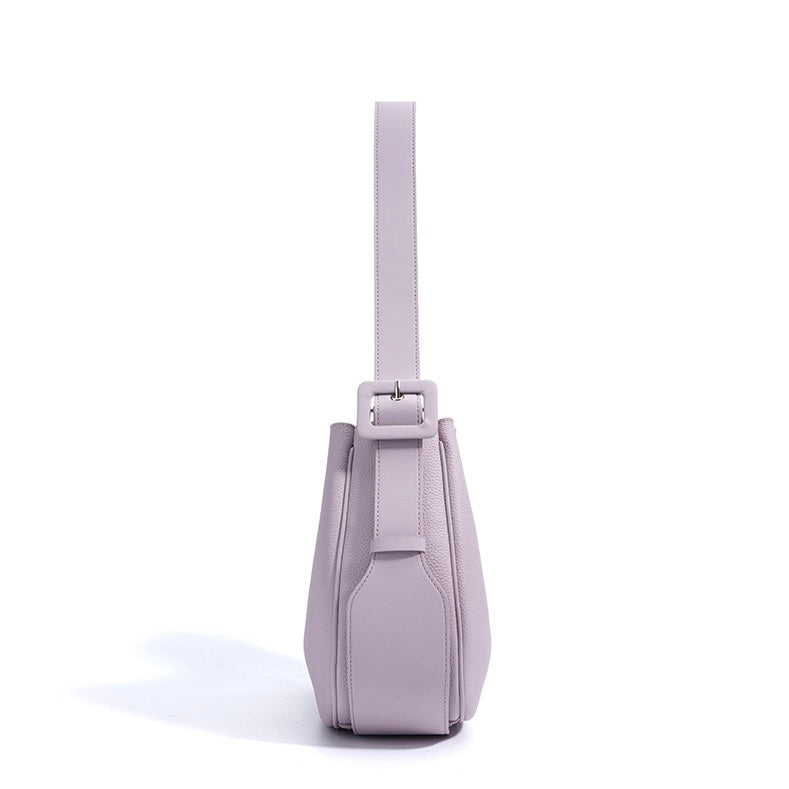 Women’s Genuine Leather Wide Strap Commuter Bucket Shoulder Bag