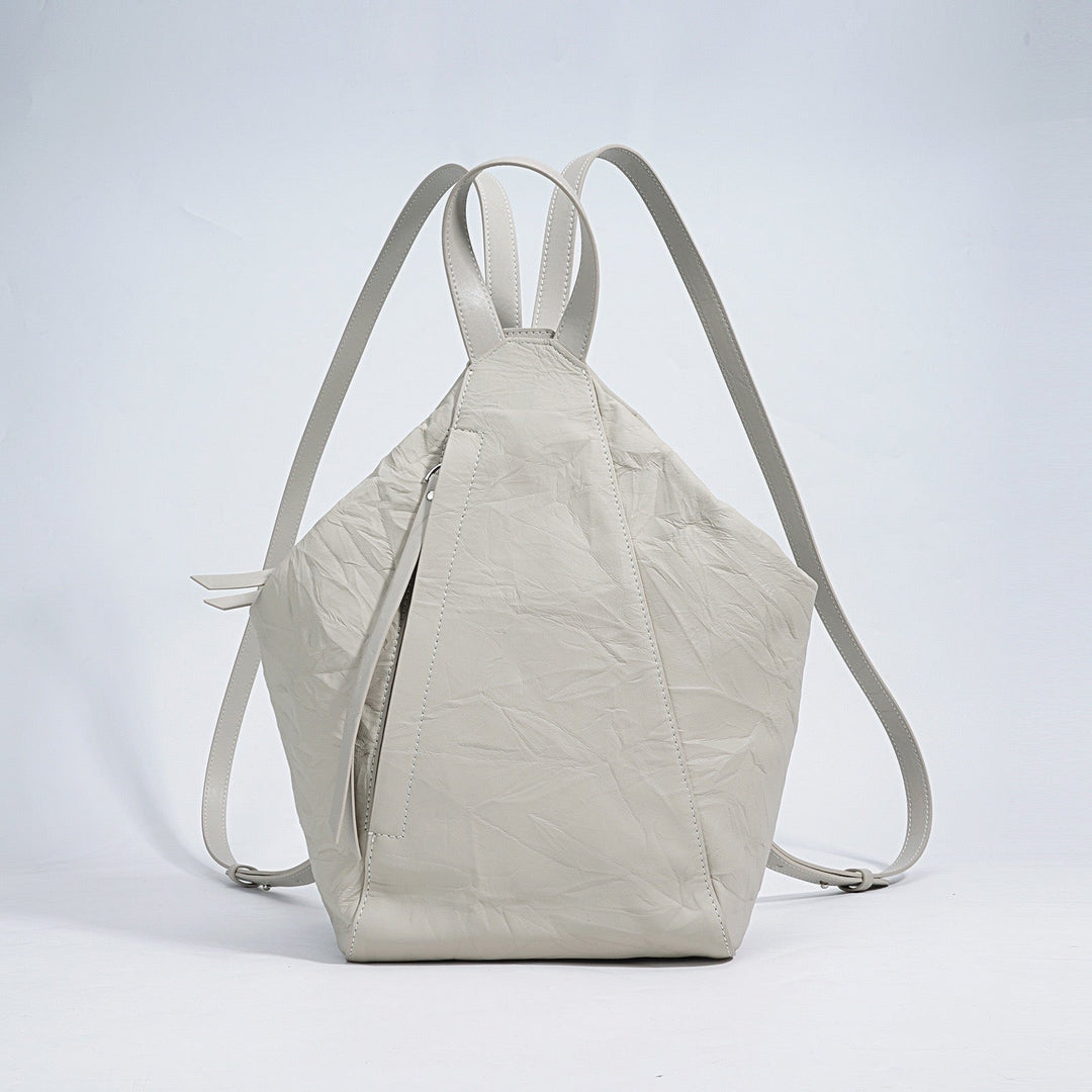 Women’s Genuine Leather Niche Pleated Convertible Backpack
