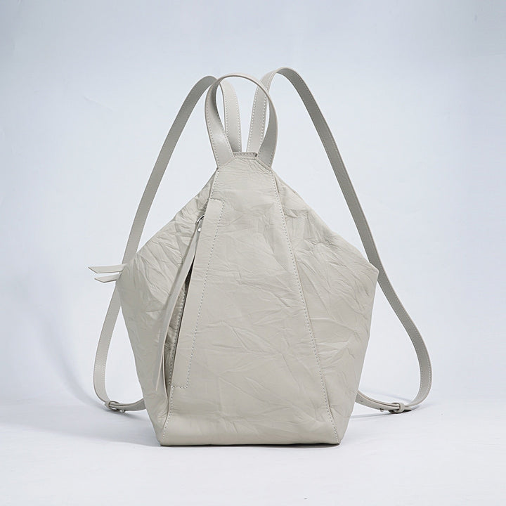 Women’s Genuine Leather Niche Pleated Convertible Backpack