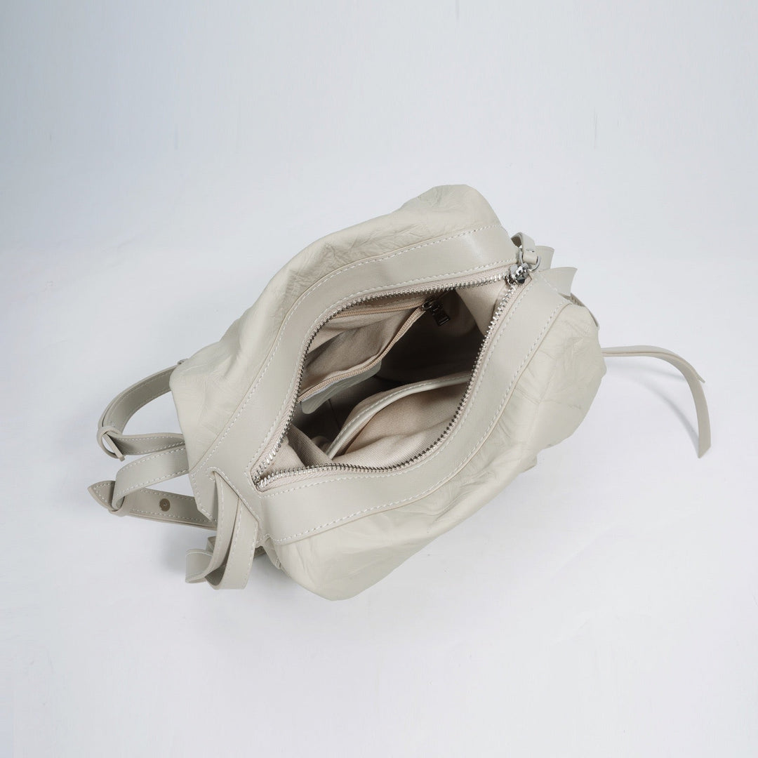 Women’s Genuine Leather Niche Pleated Convertible Backpack