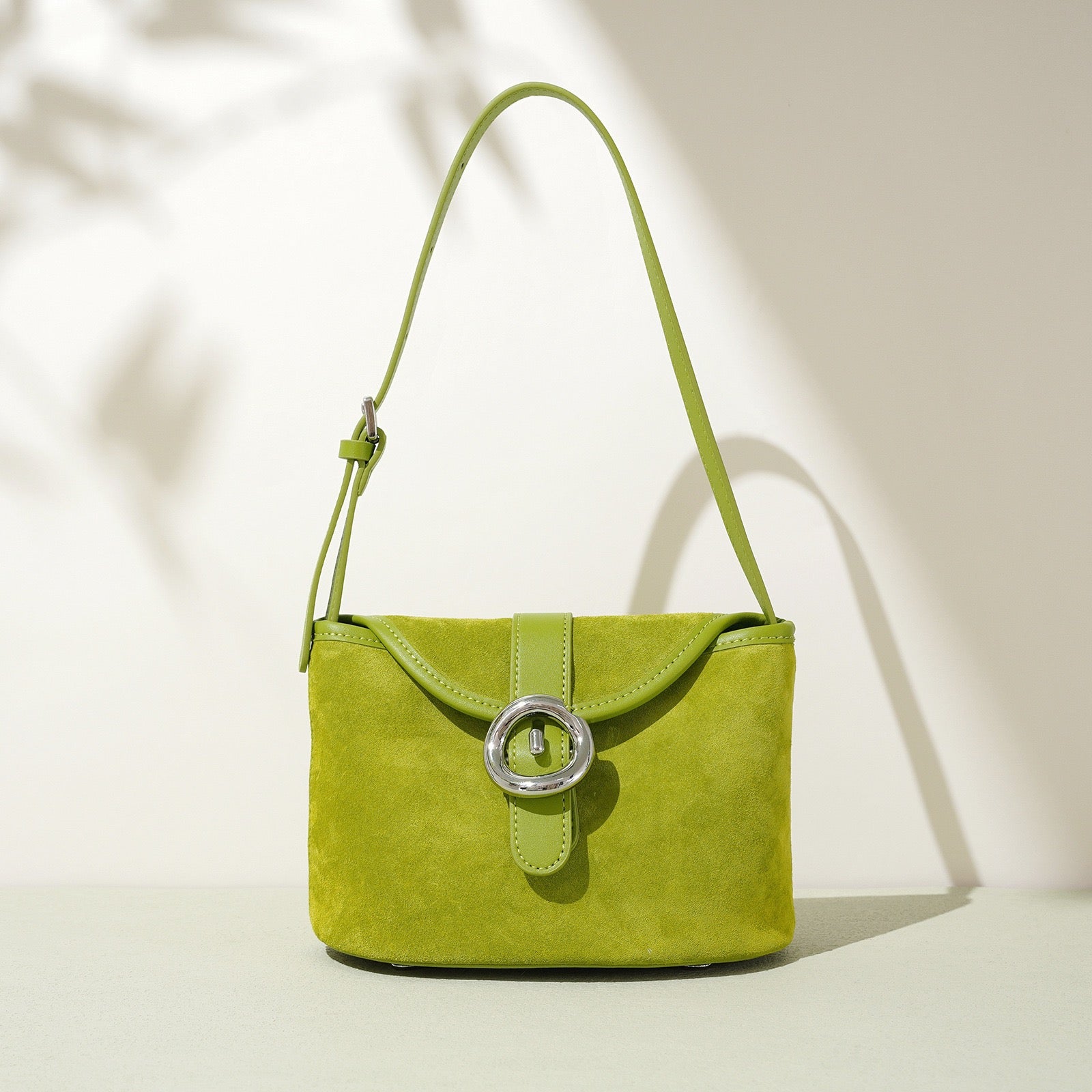 Women’s Matte Genuine Leather Colorblock Handheld Crossbody Bag