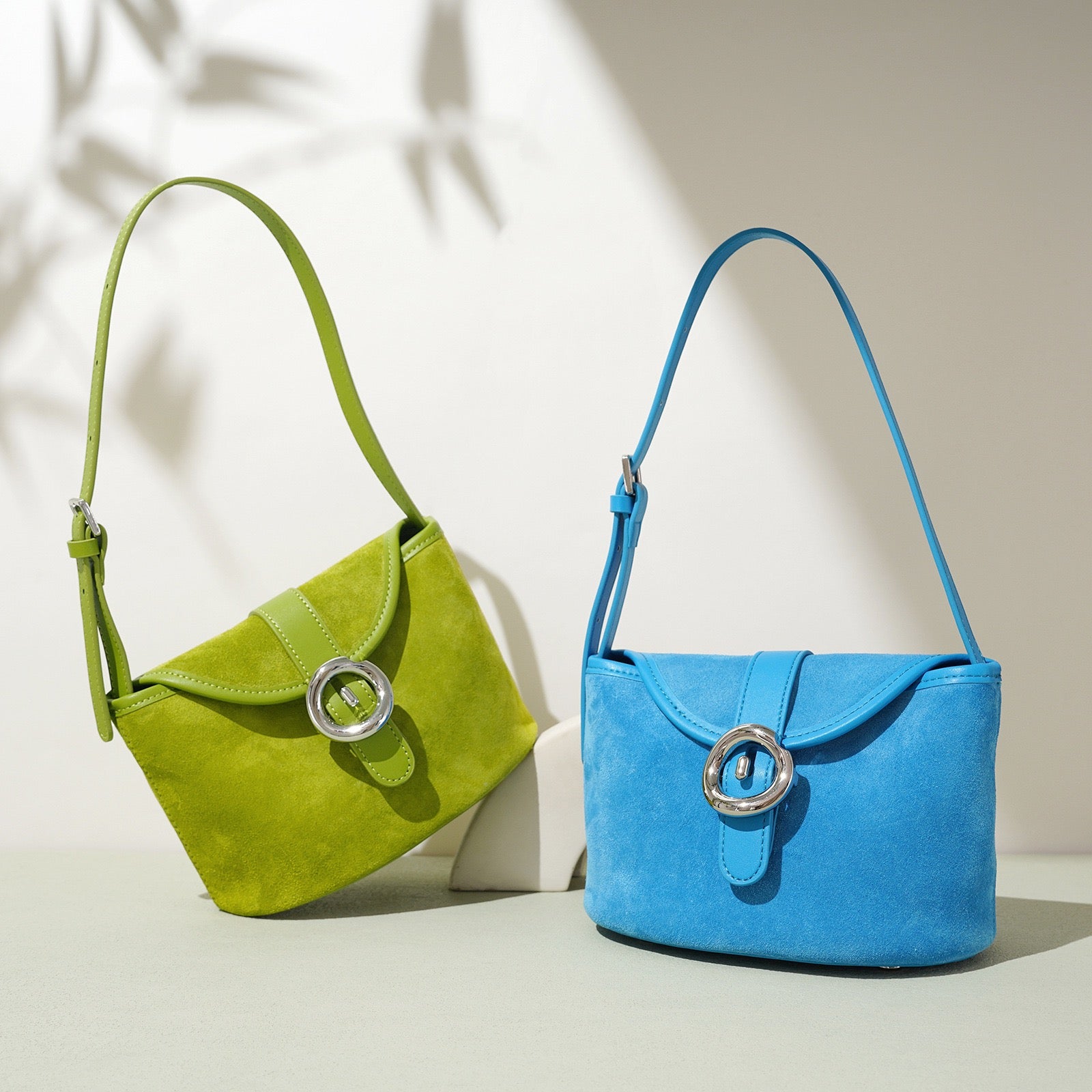 Women’s Matte Genuine Leather Colorblock Handheld Crossbody Bag