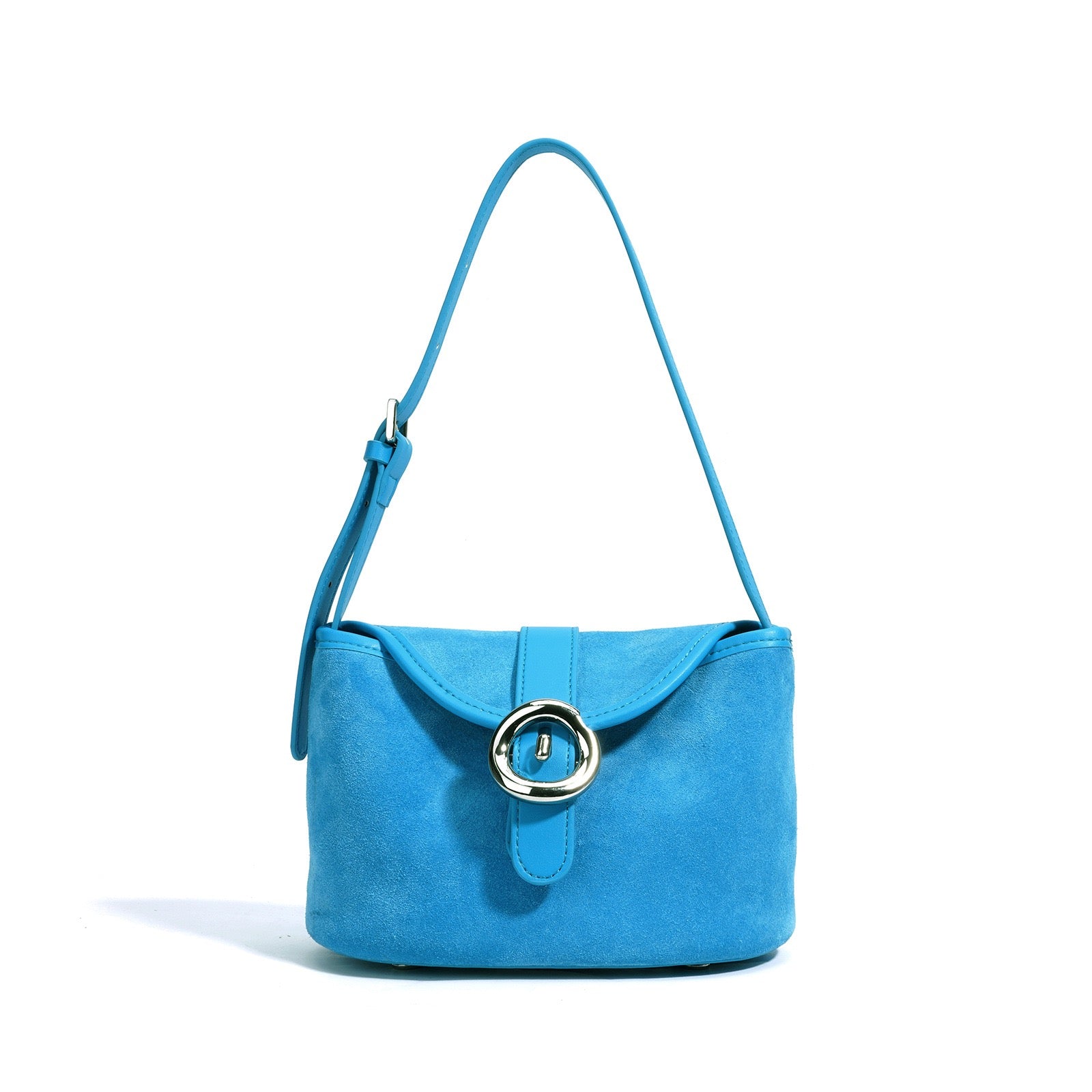 Women’s Matte Genuine Leather Colorblock Handheld Crossbody Bag