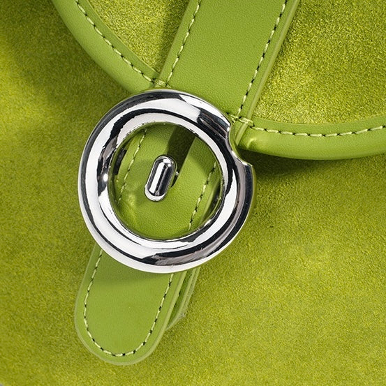 Women’s Matte Genuine Leather Colorblock Handheld Crossbody Bag