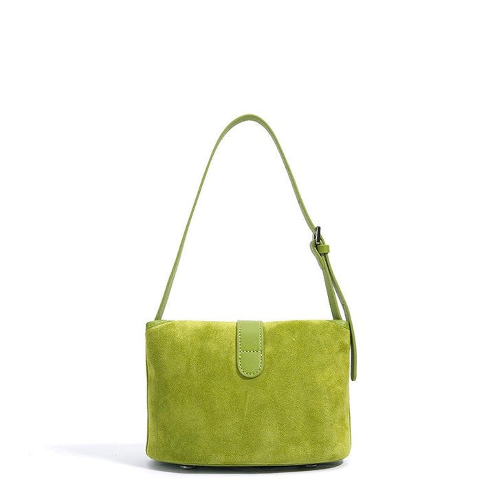 Women’s Matte Genuine Leather Colorblock Handheld Crossbody Bag